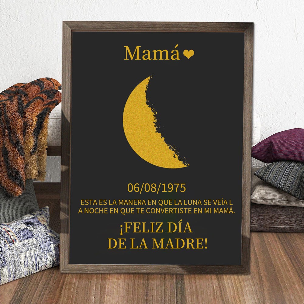 Letrero de madera personalizado con fases lunares: recuerdos familiares, ideas para el Día de la Madre