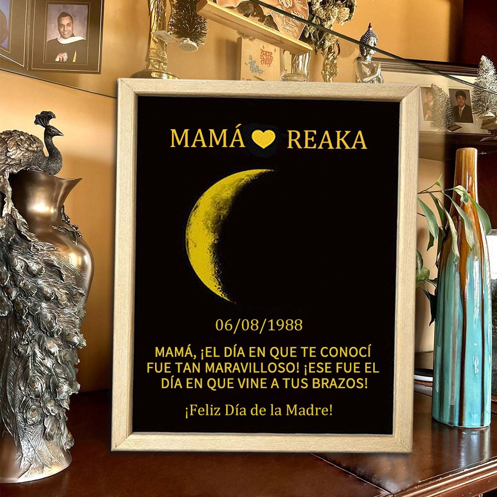 Letrero de madera personalizado con la fase lunar: recuerdos familiares, ideas para el Día de la Madre