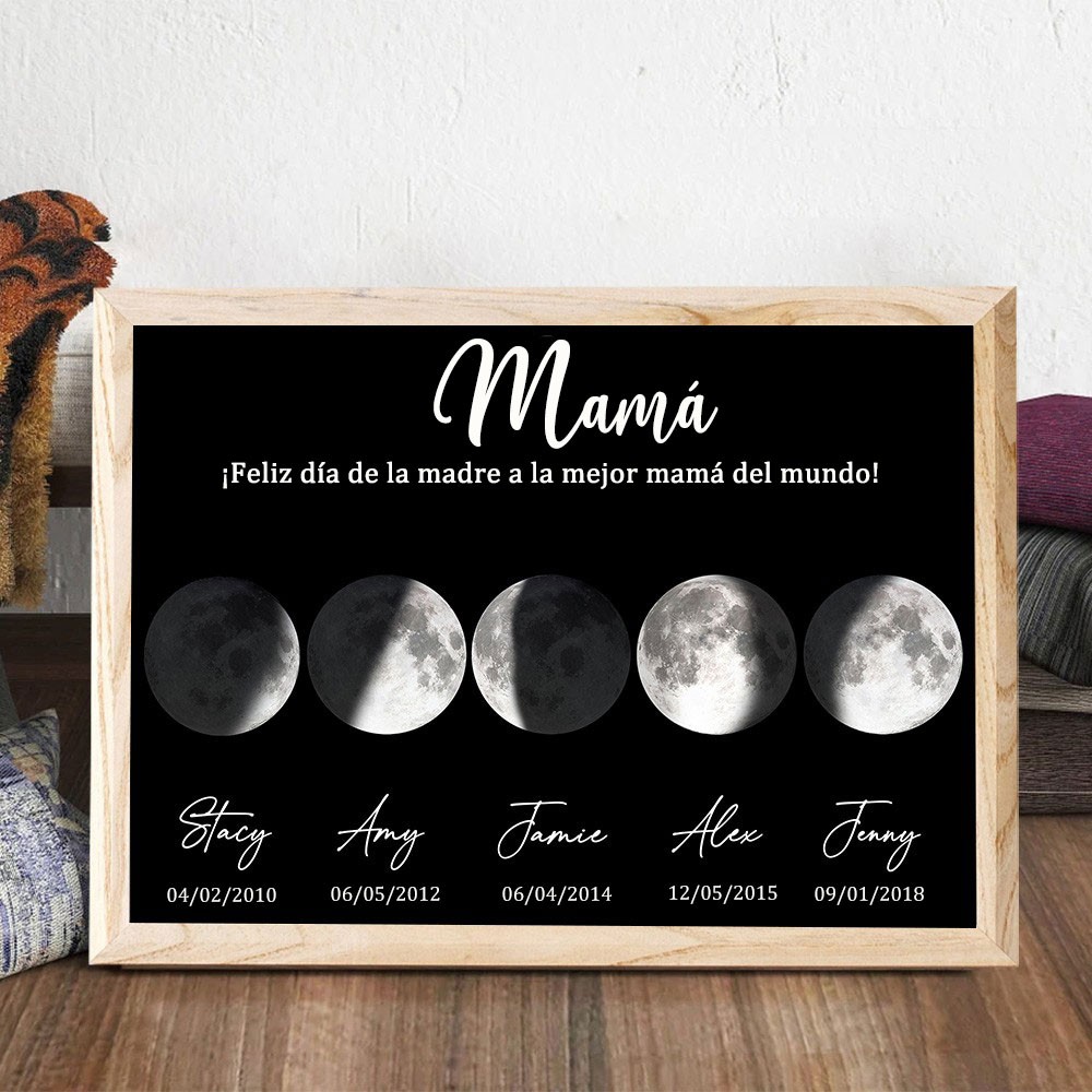 Letrero de madera con impresión de fase lunar personalizada "La mejor mamá del mundo" Regalos perfectos para mamá Ideas únicas de regalo para el Día de la Madre