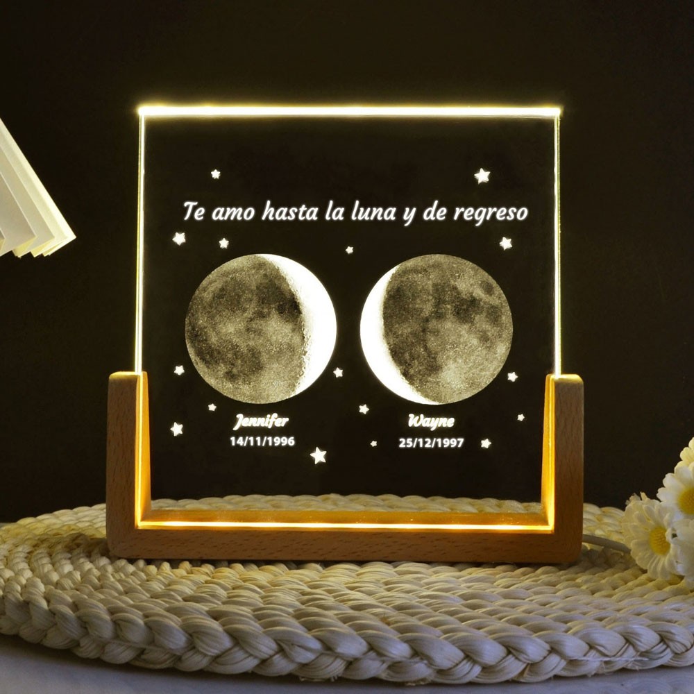 Lámpara de foto con fase lunar personalizada, regalo de recuerdo, regalo de cumpleaños único para mamá, abuela, regalo del Día de la Madre