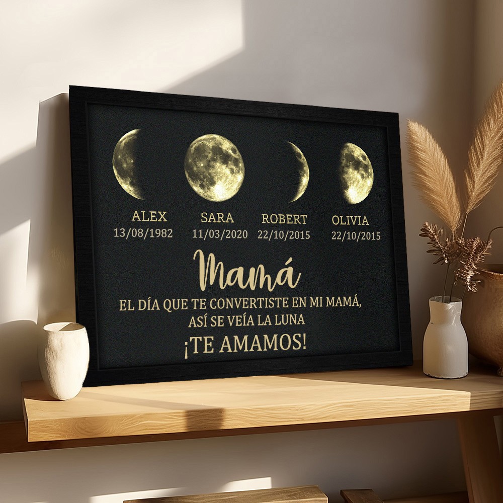 Marco con impresión de fase lunar personalizado, regalo de recuerdo, regalo de cumpleaños único para mamá primeriza, regalo para el Día de la Madre, regalo para baby shower