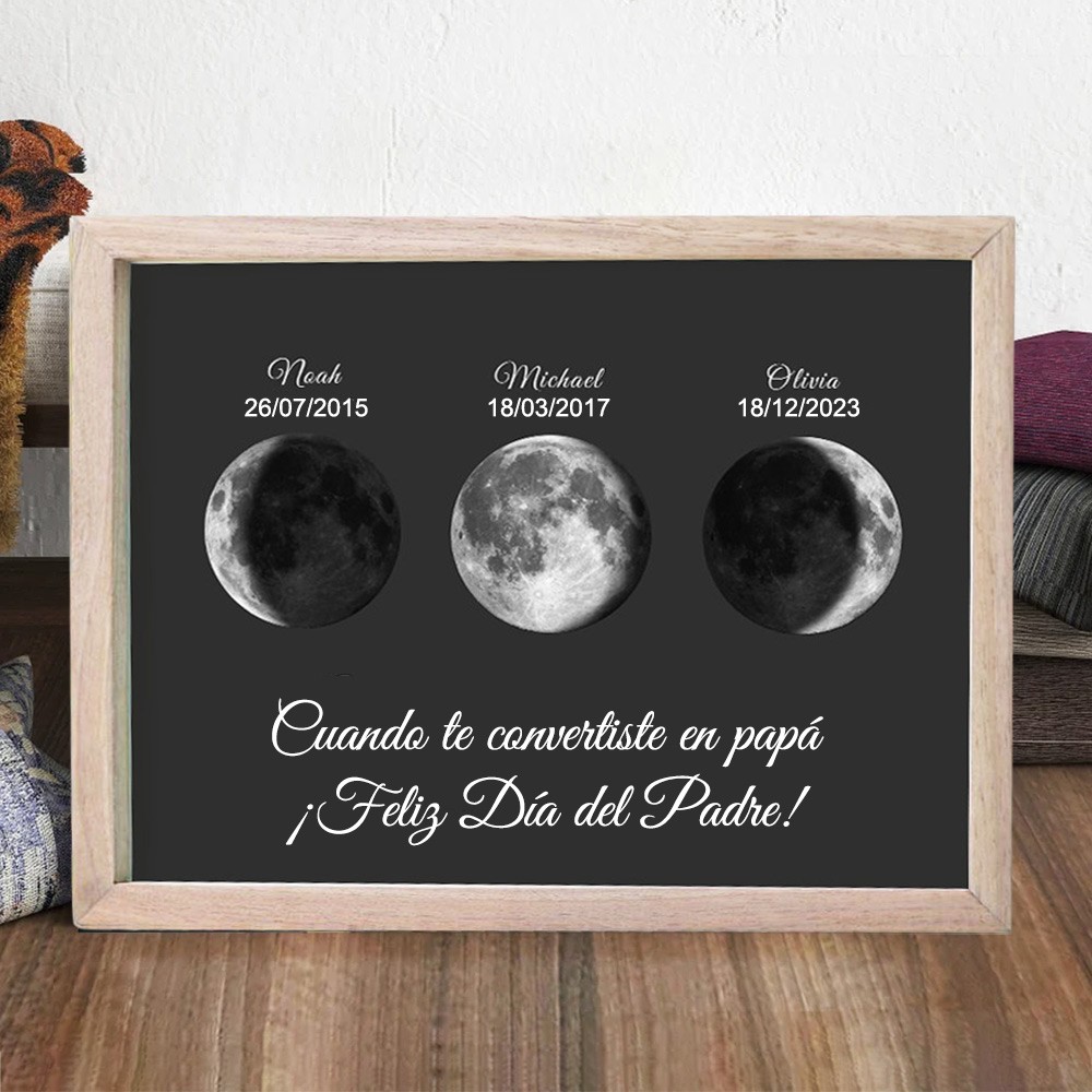 Marco de fase lunar personalizado, letrero de madera personalizado, regalos familiares para papá, ideas de regalos para el Día del Padre, ideas únicas para regalos de cumpleaños
