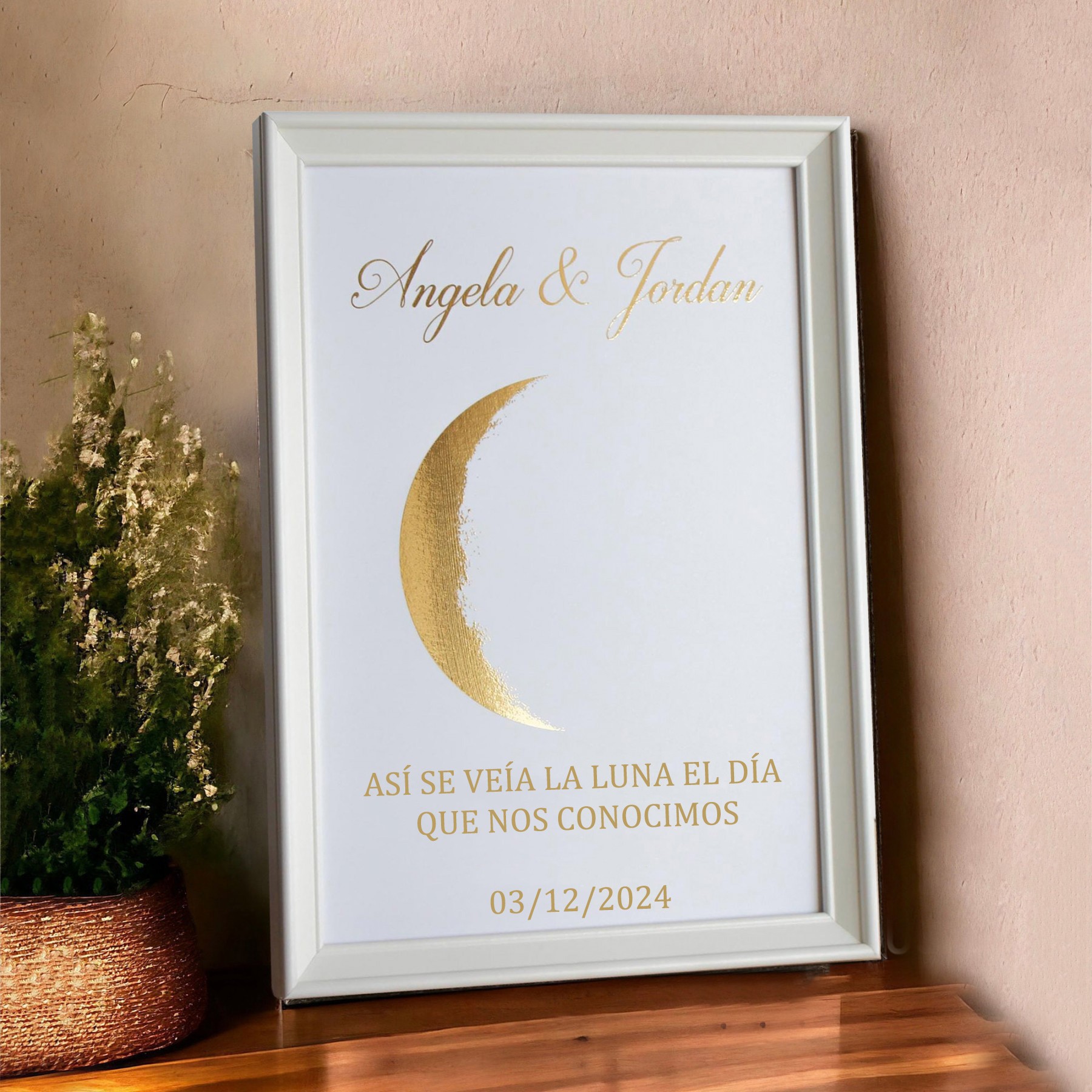 Así se veía la luna el día que nos conocimos Marco de fase lunar personalizado para regalo de aniversario de pareja Regalos de San Valentín