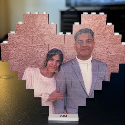 Bloque de Fotos de Corazón Personalizado, Ladrillos de Construcción de Rompecabezas, Regalos de Aniversario para Ella/Él, Regalo de San Valentín para Parejas