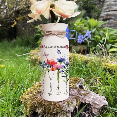 Impresión artística personalizada: Jarrón de flores de nacimiento del jardín de Gigi con nombres de nietos. Regalos familiares únicos para mamá, abuela e ideas para el Día de la Madre.
