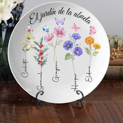 Bandeja personalizada con estampado floral para el nacimiento de la abuela con los nombres de los nietos, regalo único de cocina familiar para la abuela, ideas artísticas de regalos de cumpleaños, ideas de regalos para el día de la madre