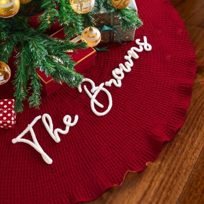 Falda de árbol de Navidad familiar personalizada, regalo de inauguración de la casa personalizado para la familia, regalos navideños únicos