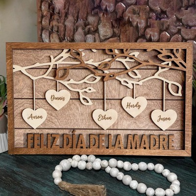 Placa personalizada del árbol de la vida de madera, regalo familiar para mamá, ideas únicas de regalos para la madre