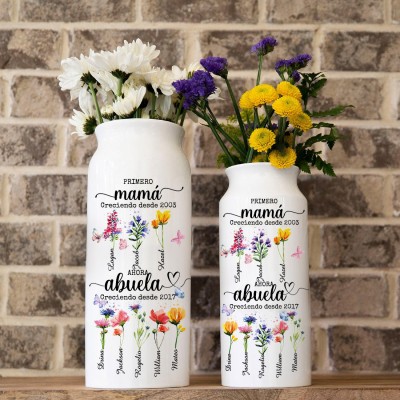 Personalizado primera mamá ahora abuela nacimiento florero regalo del día de la madre regalo único para mamá mejor regalo para la abuela