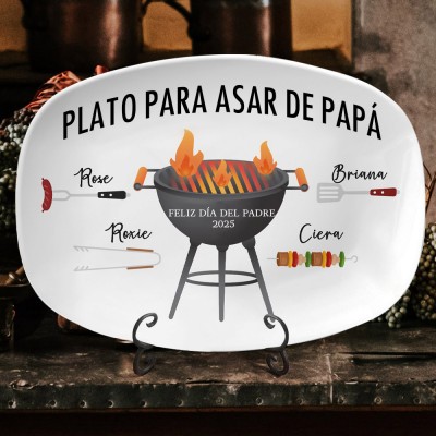 Plato personalizado para asar a la barbacoa de papá con nombres de niños Ideas únicas de regalos para el día del padre