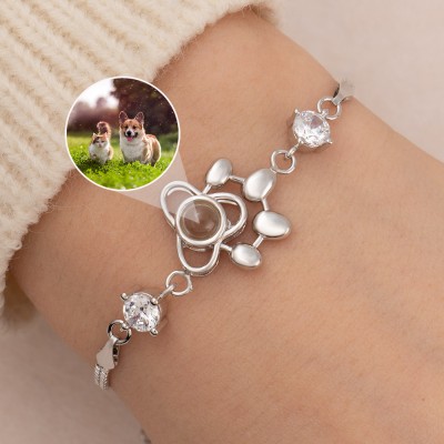 Pulsera de proyección de fotos conmemorativa personalizada en forma de pata con imagen en el interior, regalo de recuerdo de cumpleaños único para amantes de las mascotas