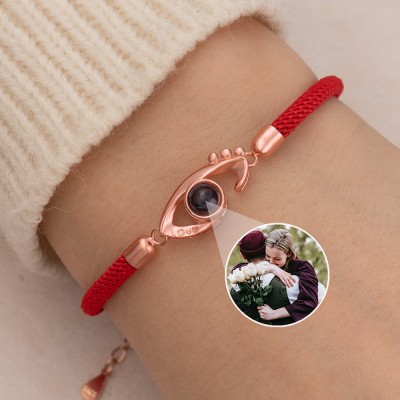 Pulsera Personalizada de Proyección de Foto con Cuerda, Regalo de Aniversario o San Valentín para Alma Gemela