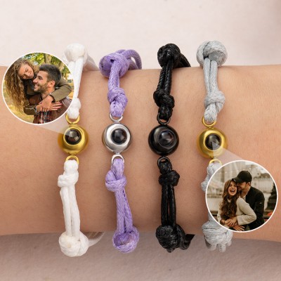 Pulsera de Proyección de Foto Personalizada con Cuerda y Imagen Interior, Ideas de Regalo de San Valentín para Parejas