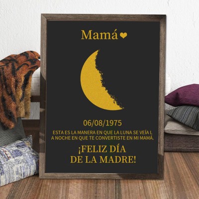 Letrero de madera personalizado con fases lunares: recuerdos familiares, ideas para el Día de la Madre