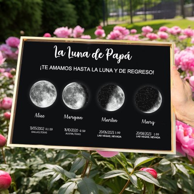 Letrero con marco personalizado con la fase lunar para papá: ideas de regalo perfectas, regalo de cumpleaños único para papá, regalos para el Día del Padre