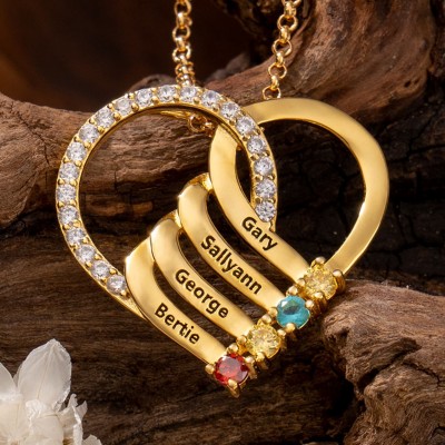 Collar personalizado con piedras de nacimiento y nombres. Regalo para mamá primeriza. Regalo único para mamá. Ideas de regalo para el Día de la Madre.