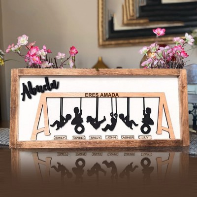 Juego de columpios personalizado para abuela, regalos con letreros de madera con nombres de nietos, regalo de recuerdo único para abuela, mamá, ideas de regalos para el día de la madre