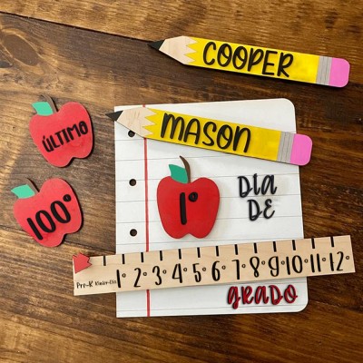 Letrero personalizado para el primer, último o centésimo día de clases con el nombre del niño. Regalo único para la vuelta al cole. Regalo de cumpleaños para niños.