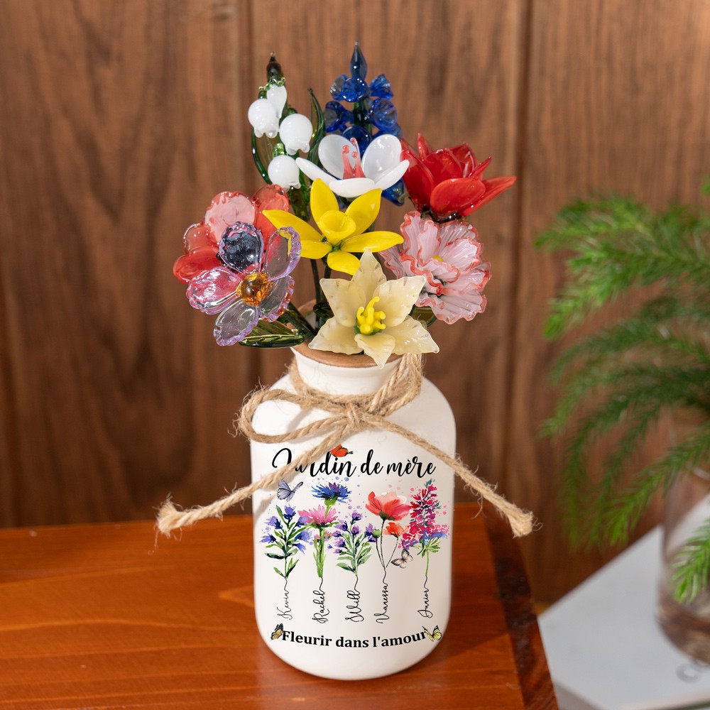 Vase à fleurs personnalisé pour le mois de naissance de maman, cadeau pour maman grand-mère cadeau pour la fête des mères