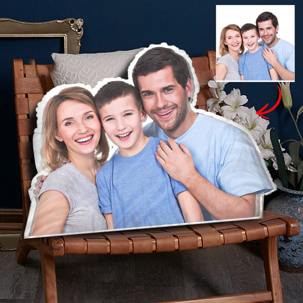 Coussin Photo Humanoïde Personnalisé Cadeau Commémoratif pour la Famille Cadeaux Uniques pour Maman et Papa