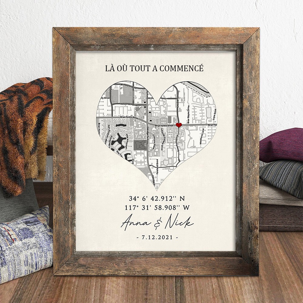 Impression Carte « Là Où Tout A Commencé » Sur Mesure Carte Souvenir Premier Rendez-vous Cadeaux Uniques pour Saint-Valentin