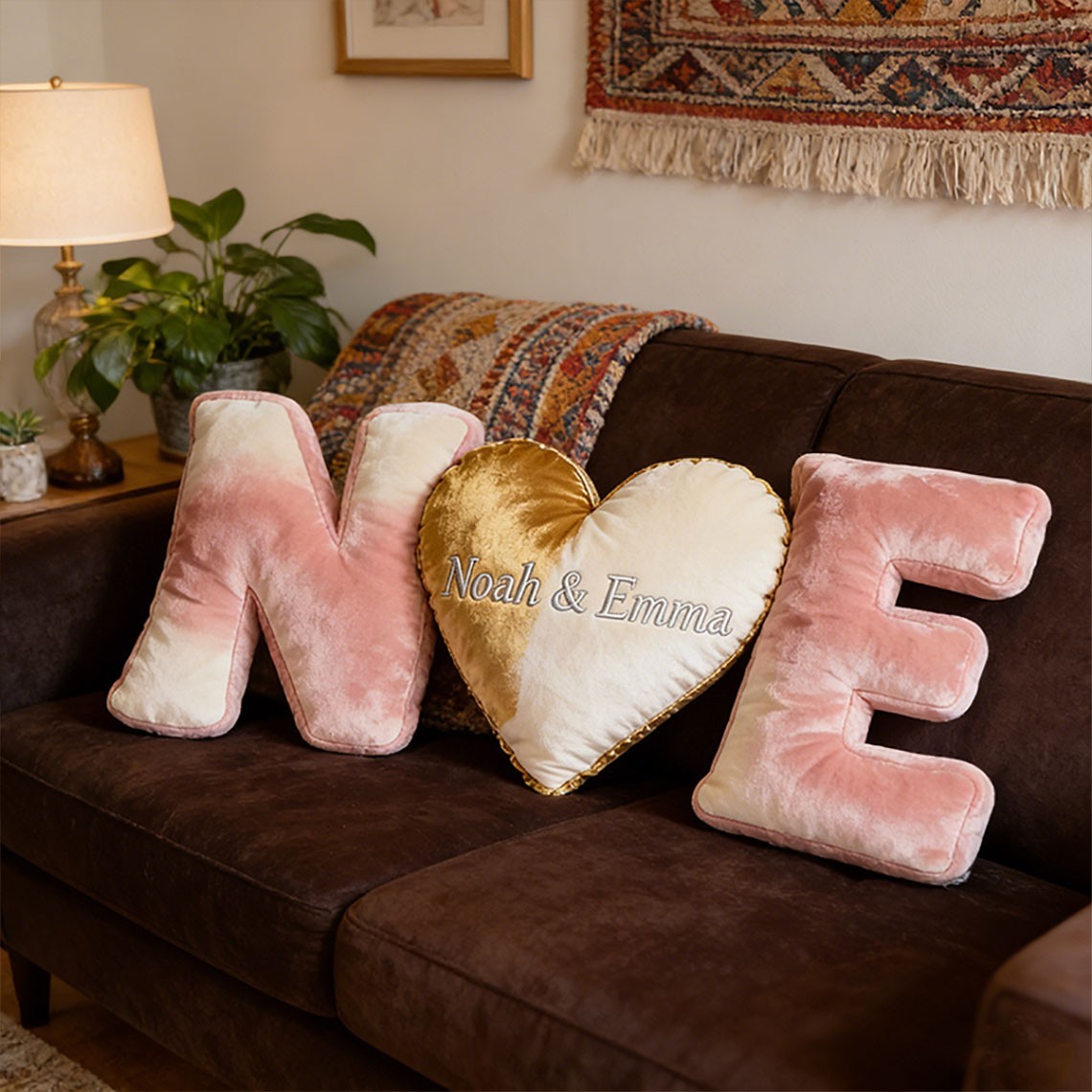 Set de Coussins à Initiales de Couple Personnalisé Cadeaux d'Anniversaire pour Épouse Idées Cadeau pour la Saint-Valentin