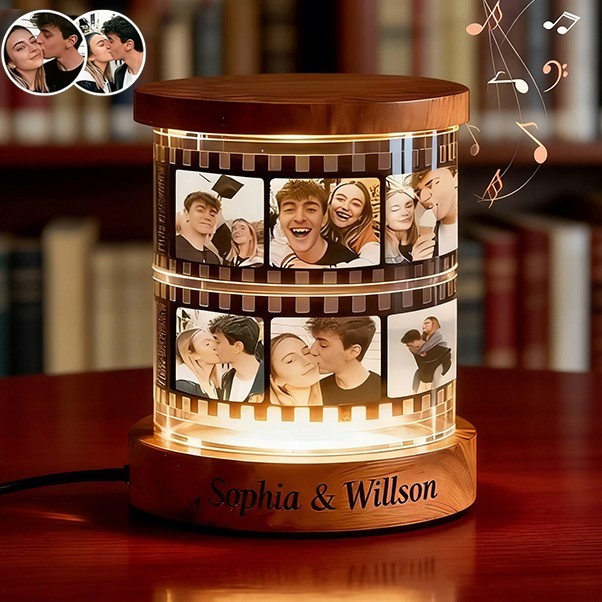 Luminaire Photo Personnalisé avec Texte Cadeau pour Couples Cadeau d'Anniversaire pour Épouse Cadeaux de Saint-Valentin