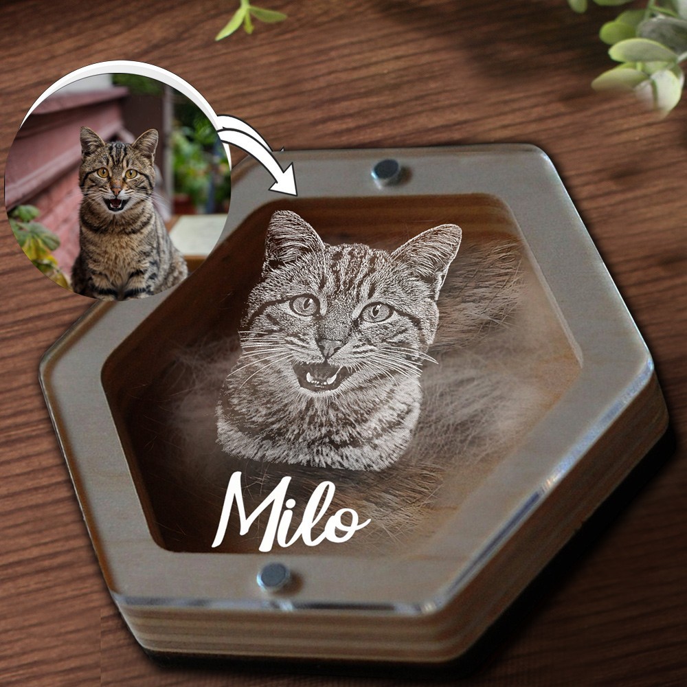 Boîte-Souvenir Gravée à Poils d'Animal Personnalisée avec Photo Cadeau Commémoratif Cadeau du Souvenir pour Perte d'Animal