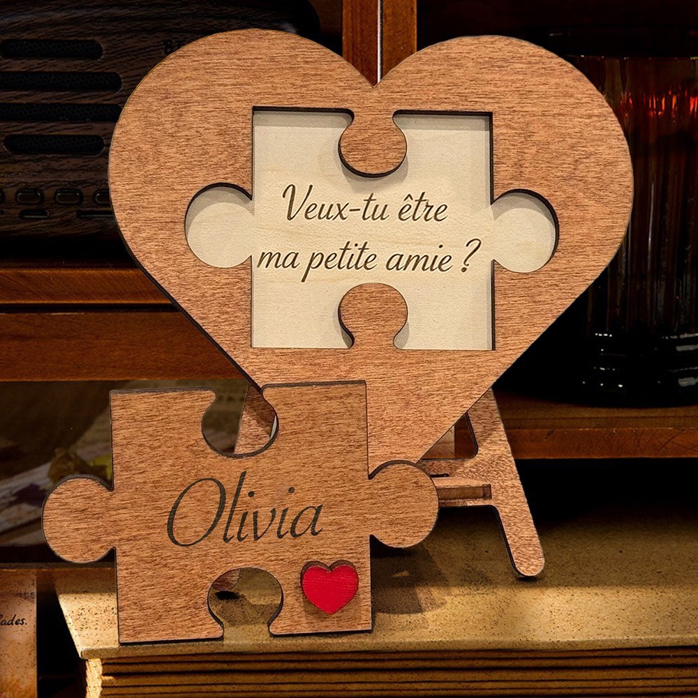Plaque Puzzle "Veux-Tu Être Mon Valentin" Personnalisée Cadeau-Souvenir pour Couple Cadeaux Uniques pour Anniversaire et Saint-Valentin