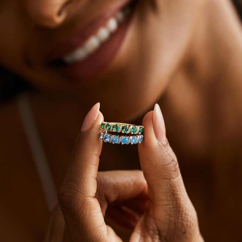 Bague Personnalisée avec Pierre de Naissance Cadeau d'Anniversaire pour Elle