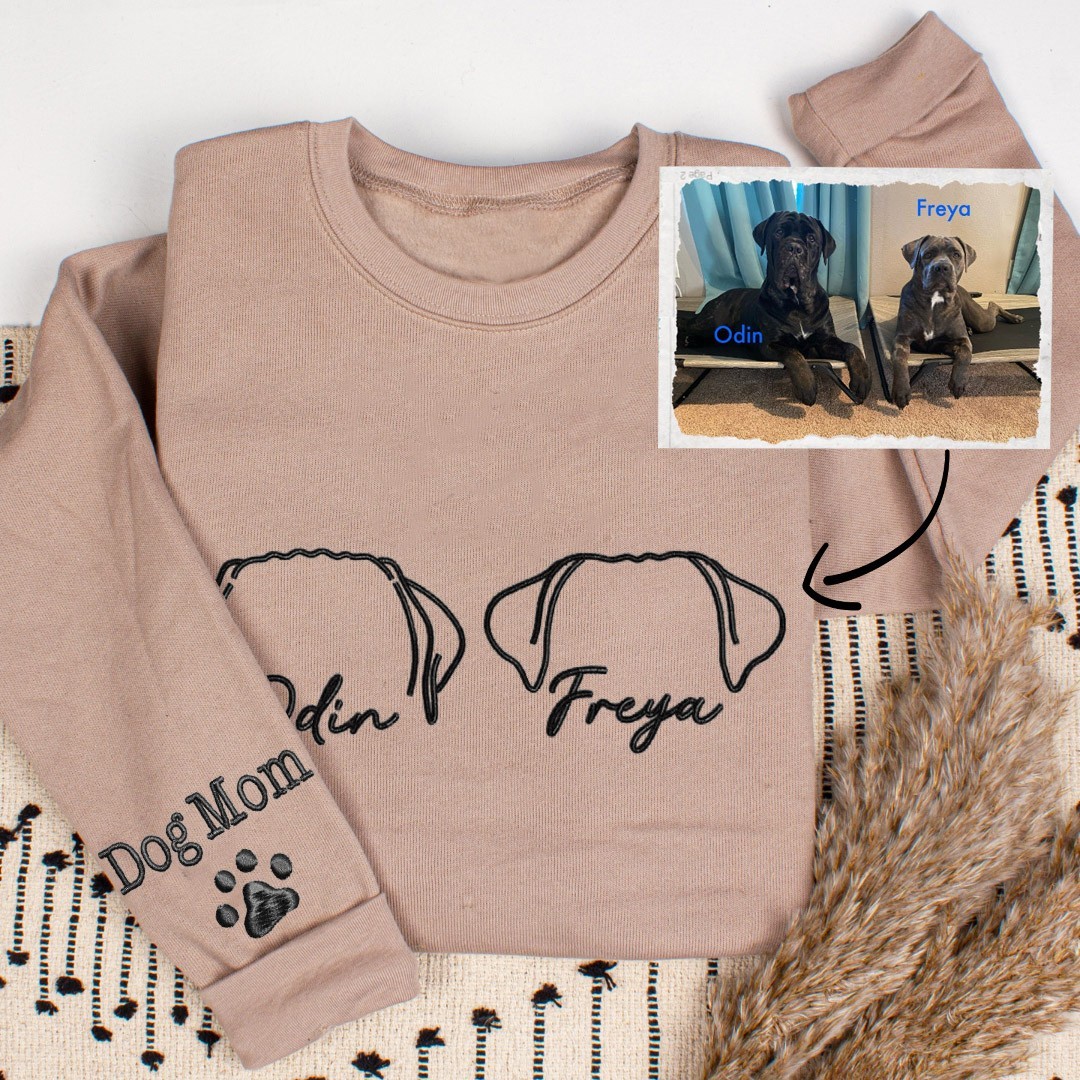 Sweat à capuche personnalisé avec oreilles de chien brodées pour amoureux des animaux de compagnie