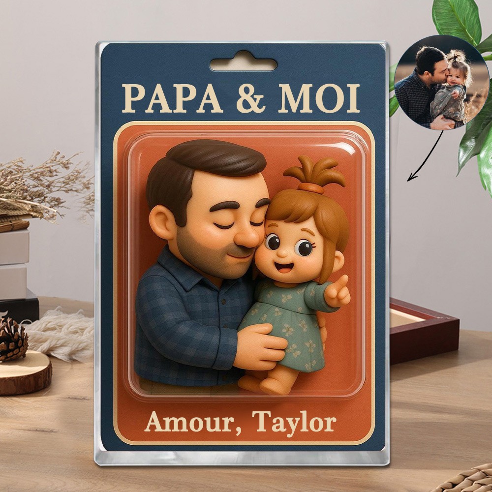 Photo personnalisée papa et enfants Figure d'action bloc acrylique cadeaux uniques pour papa cadeau de la fête des pères
