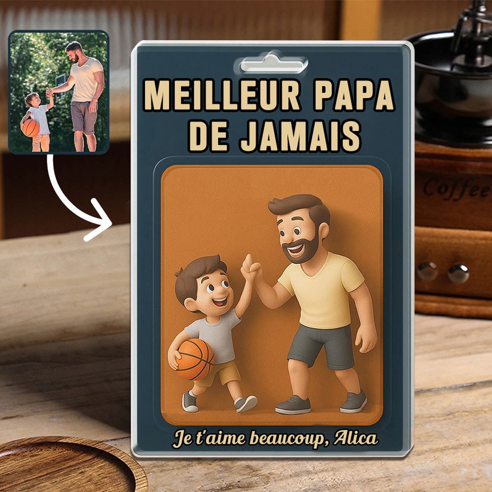 Photo personnalisée papa et enfants Figure d'action bloc acrylique cadeaux uniques pour papa cadeau de la fête des pères
