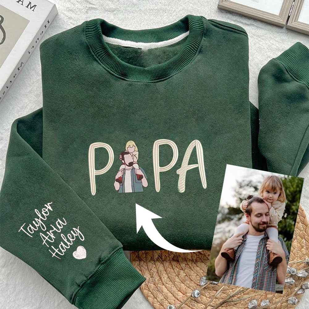 Personnalisé Papa Photo sweat brodé sweat à capuche avec des noms d’enfants fête des pères idées cadeaux