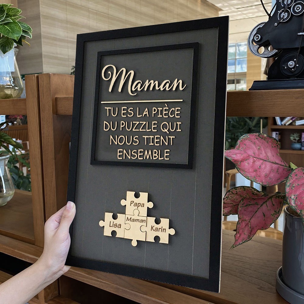 Pièce personnalisée de signe de puzzle de maman en bois qui nous tient ensemble, cadeau de fête des mères