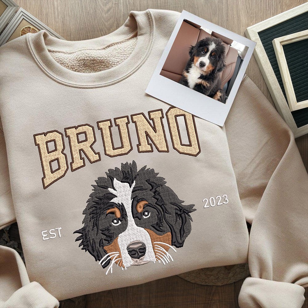 Sweat-shirt brodé personnalisé pour chien avec visage de chien dessus Cadeaux pour les propriétaires de chiens Cadeau de Noël