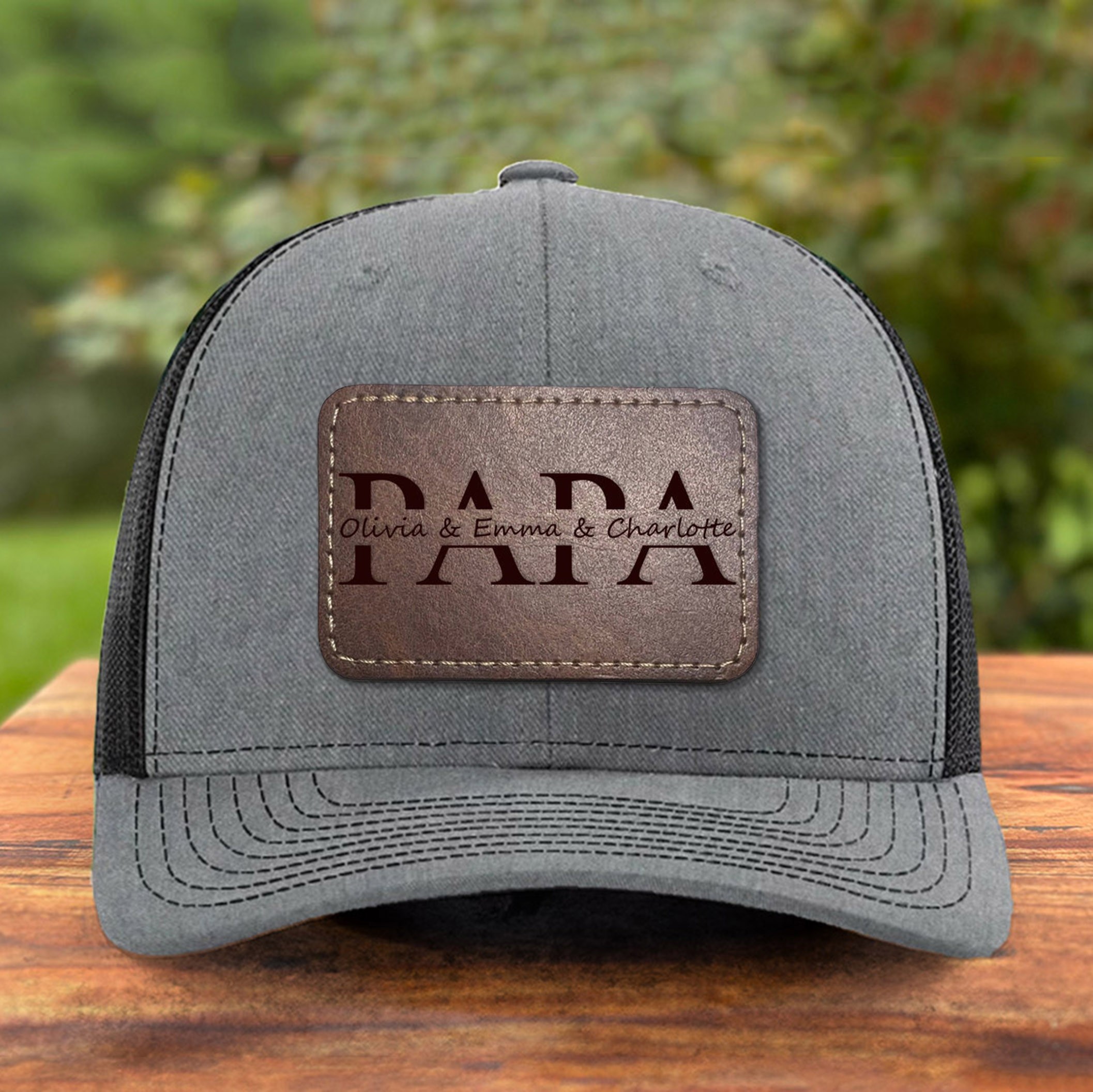 Chapeau Patch en cuir Papa personnalisé avec des noms d’enfants cadeaux pour Papa grand-père fête des pères idées cadeaux