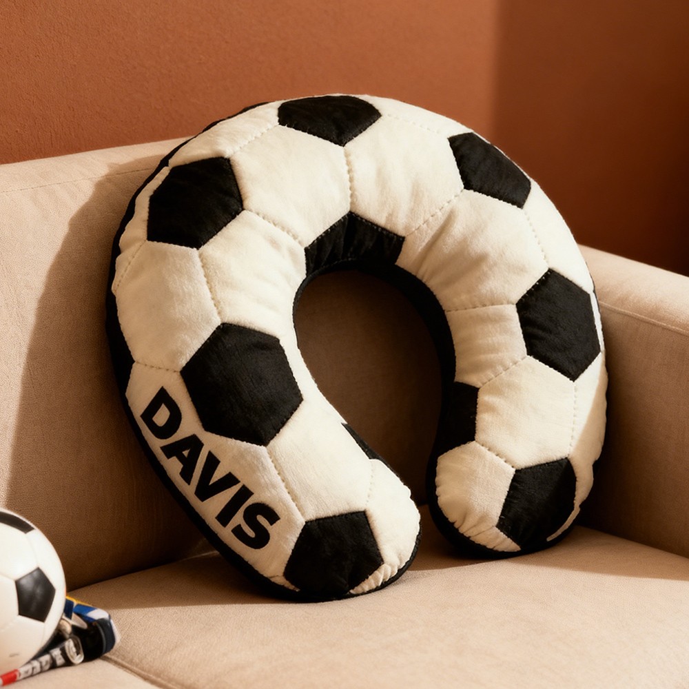 Coussin de football personnalisé en forme de U avec nom, cadeau de Noël pour les passionnés de football