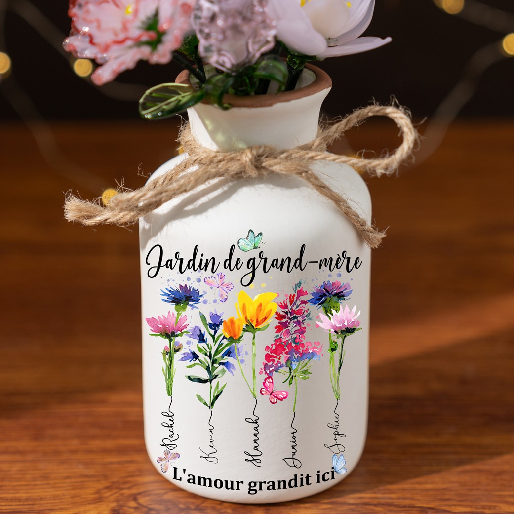 Jardin de grand-mère personnalisé Vase de fleurs de naissance avec petits-enfants noms idées cadeaux fête des mères