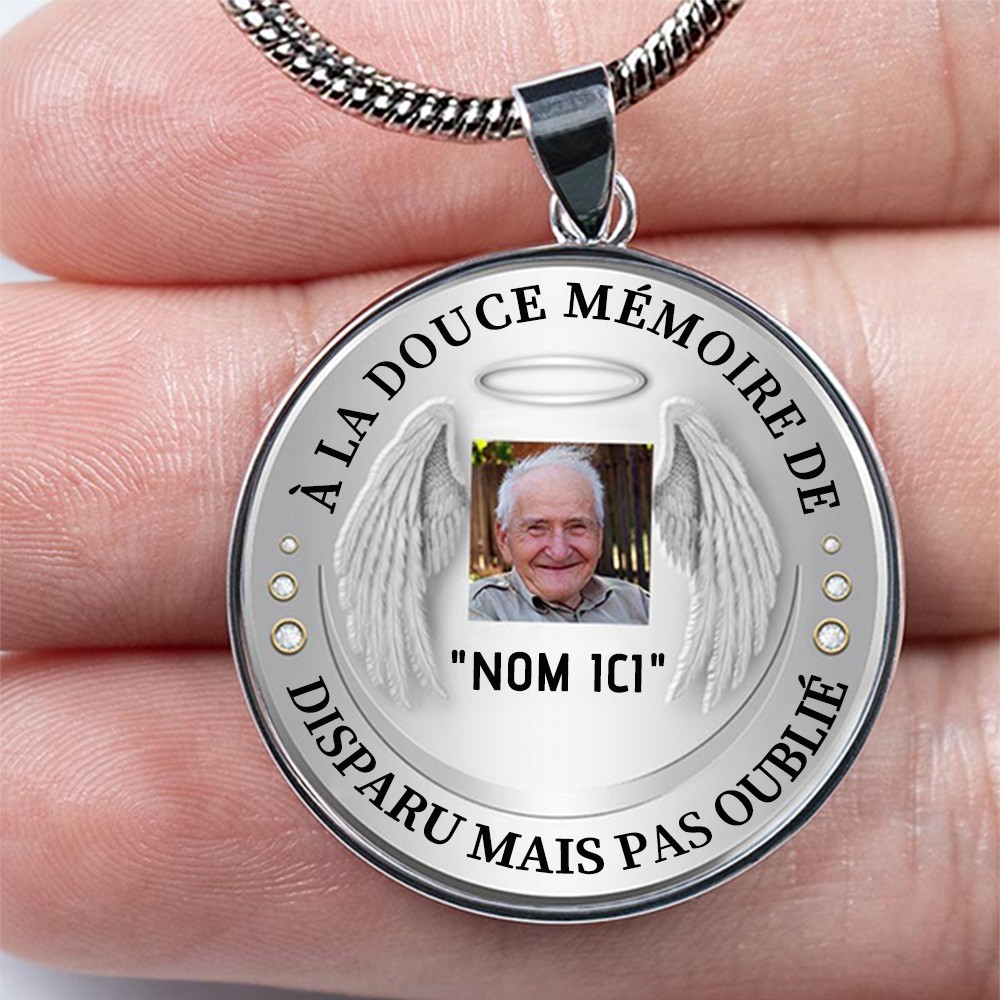 À la douce mémoire de celui qui est parti mais pas oublié, collier photo commémoratif personnalisé, cadeau de deuil commémoratif