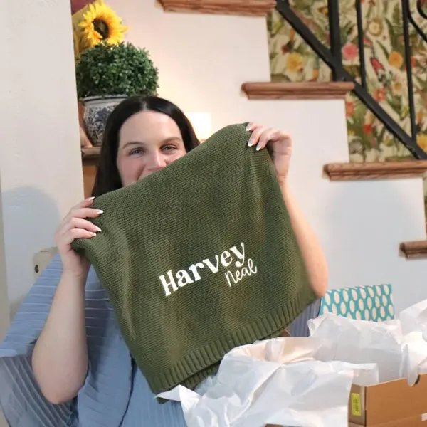 Couverture brodée personnalisée avec le prénom de bébé Cadeau de naissance unique et précieux pour les enfants Cadeau de Noël