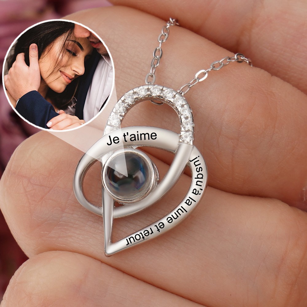 Collier de projection photo personnalisé pour femme Cadeau unique pour couple Cadeaux de Saint-Valentin