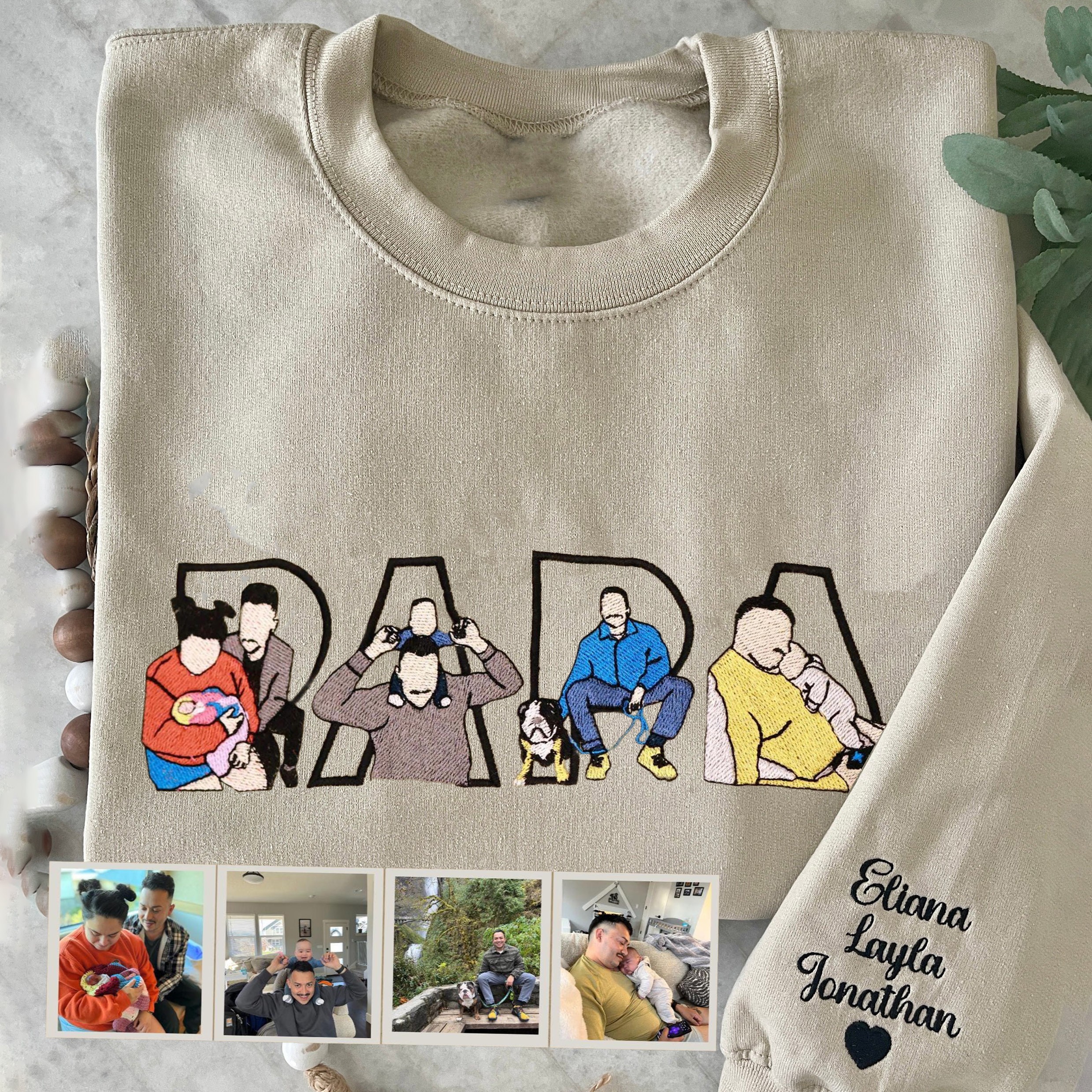 Personnalisé Papa brodé Photo Portrait sweat-shirt cadeaux pour papa grand-père fête des pères cadeau