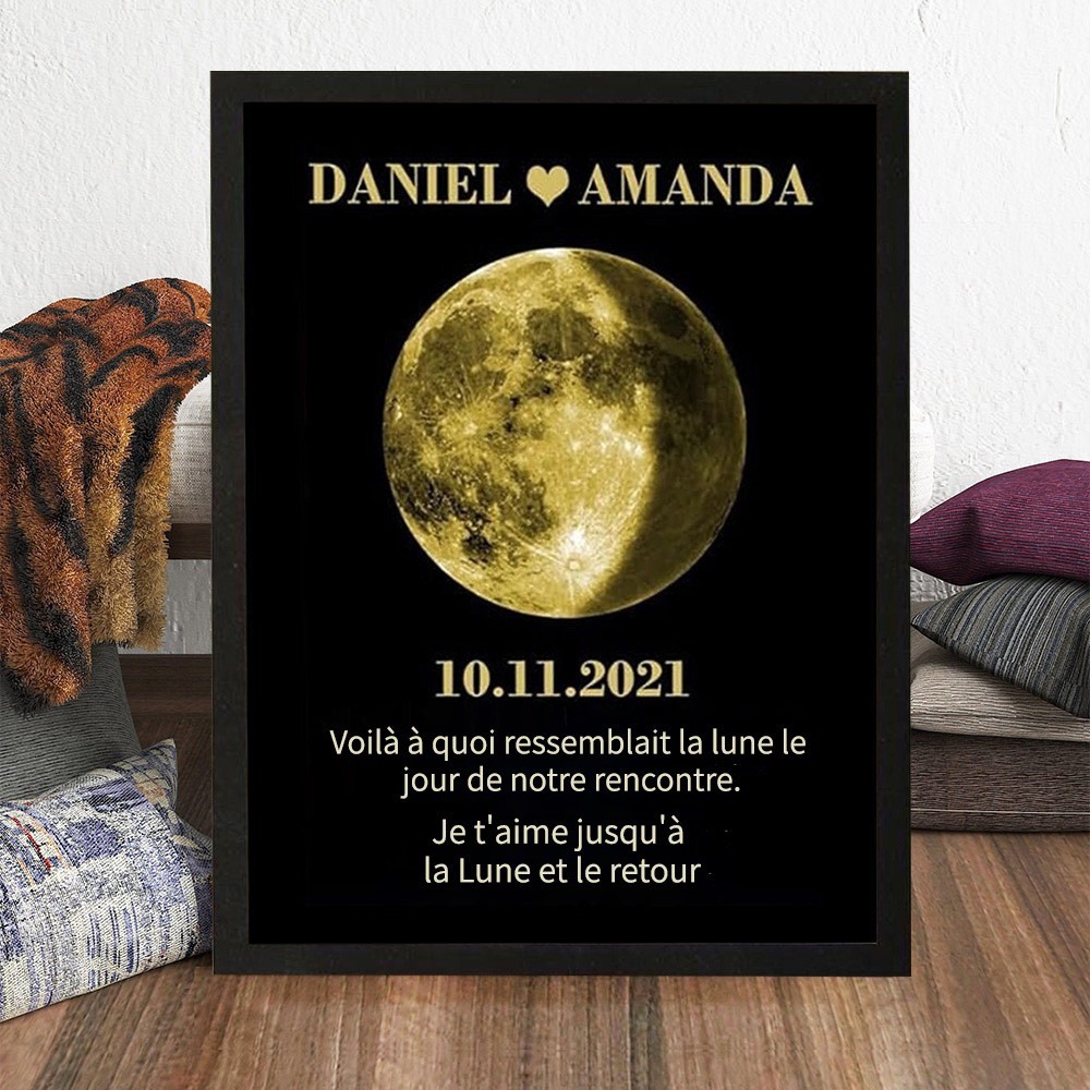 Cadeaux personnalisés de cadre d’impression de phase de lune pour le cadeau d’anniversaire de couple