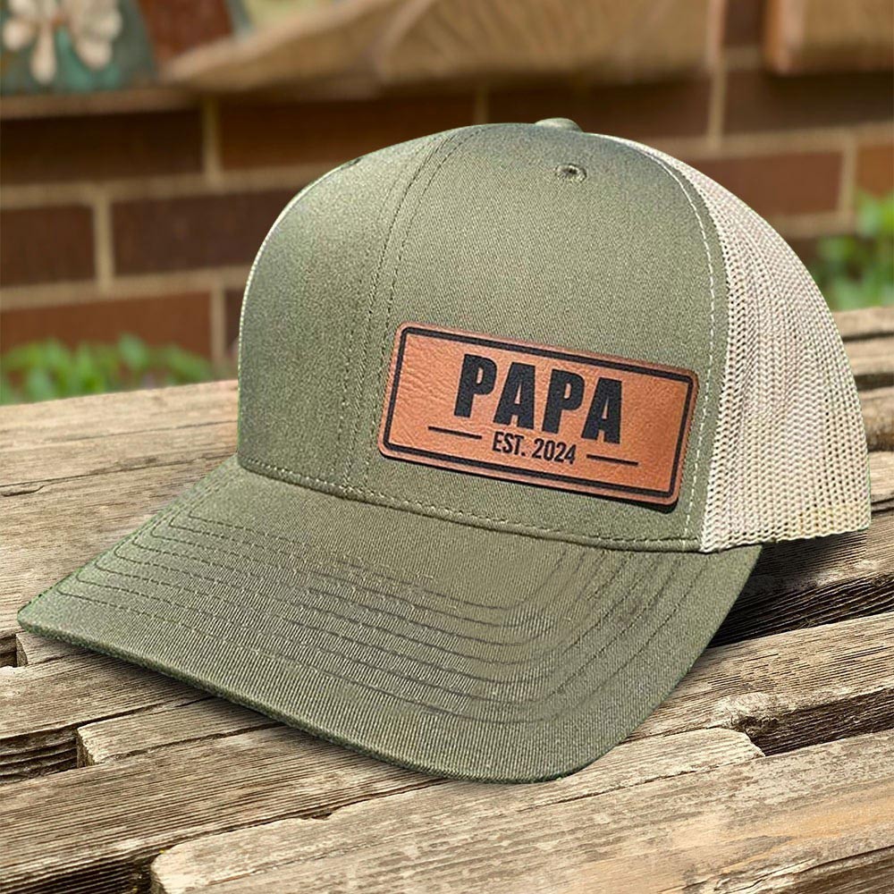 Chapeau Patch en cuir Papa personnalisé avec cadeau de Date pour Papa nouveau cadeau Papa