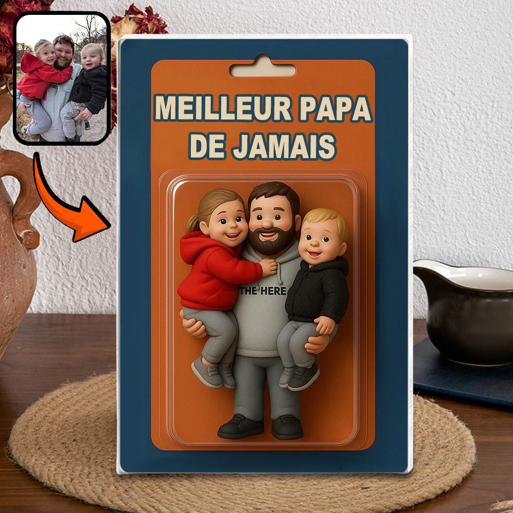 Photo personnalisée papa et enfants Figure d'action bloc acrylique cadeaux uniques pour papa cadeau de la fête des pères