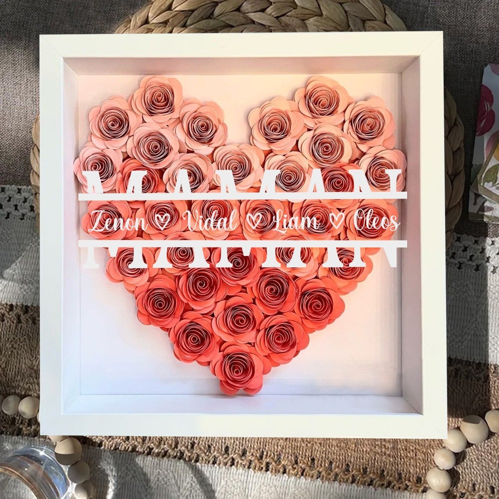 Cadeau souvenir personnalisé de boîte d’ombre de fleur de maman pour maman grand-mère
