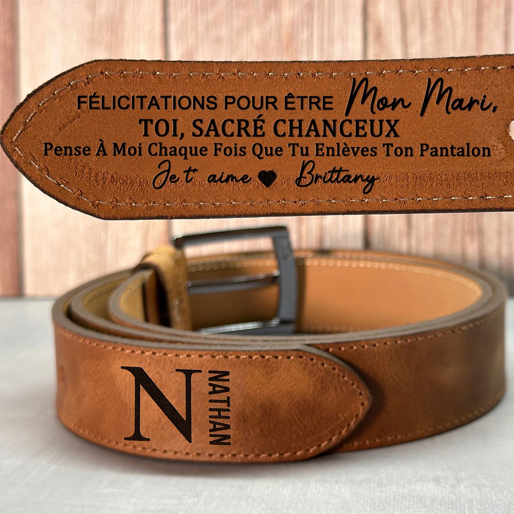 Ceinture en Cuir Gravée Sur Mesure Cadeau Souvenir pour Petit Ami Cadeau d Anniversaire pour Mari Cadeau de Noël