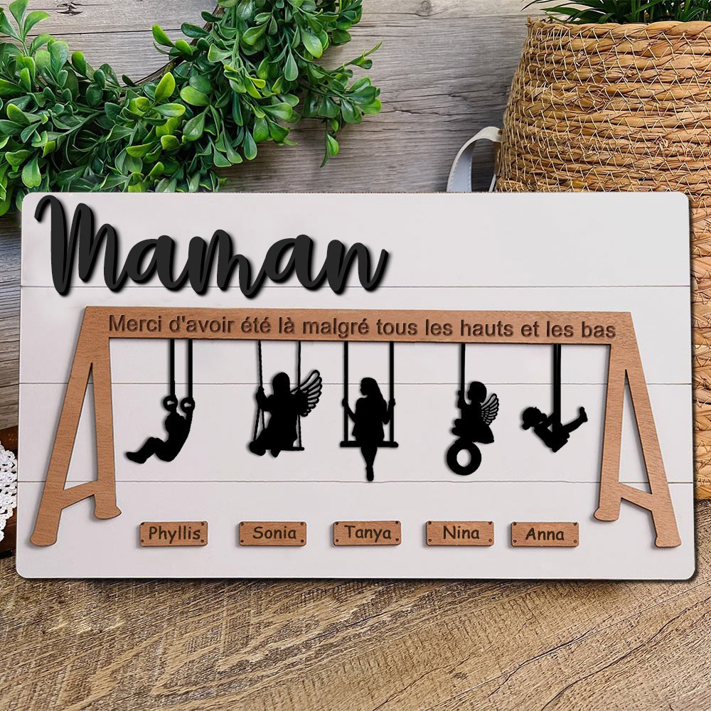 Ensemble de balançoire personnalisé, cadeaux de famille pour maman, grand-mère, idées de cadeaux pour la fête des mères