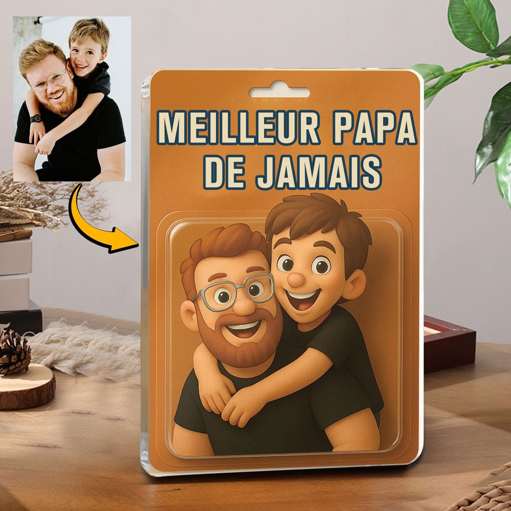 Photo personnalisée papa et enfants Figure d'action bloc acrylique cadeaux uniques pour papa cadeau de la fête des pères